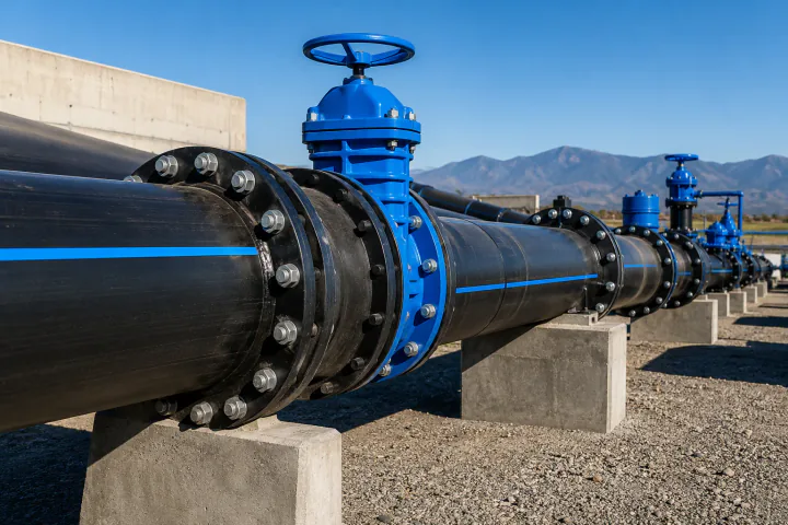 Tuberías y conducción HDPE en entorno industrial